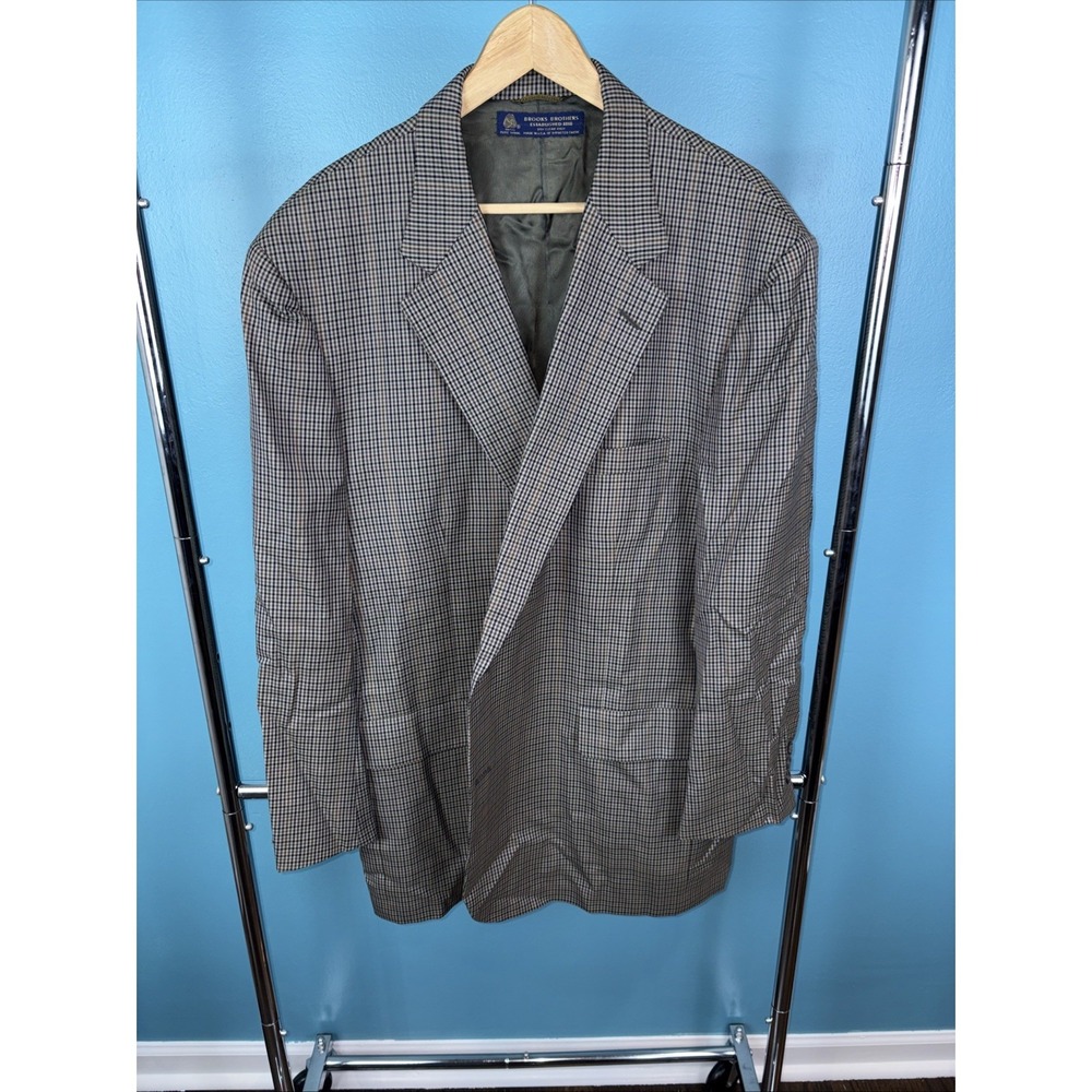 Brooks Brothers 50L Brown Plaid Golden Blazer Jacket Sport Coat Old Money